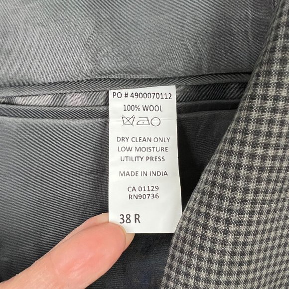 CALVIN KLEIN Blazer Jacket Sports Coat Men 38R Gray Check 100% Wool Professional - Picture 10 of 16